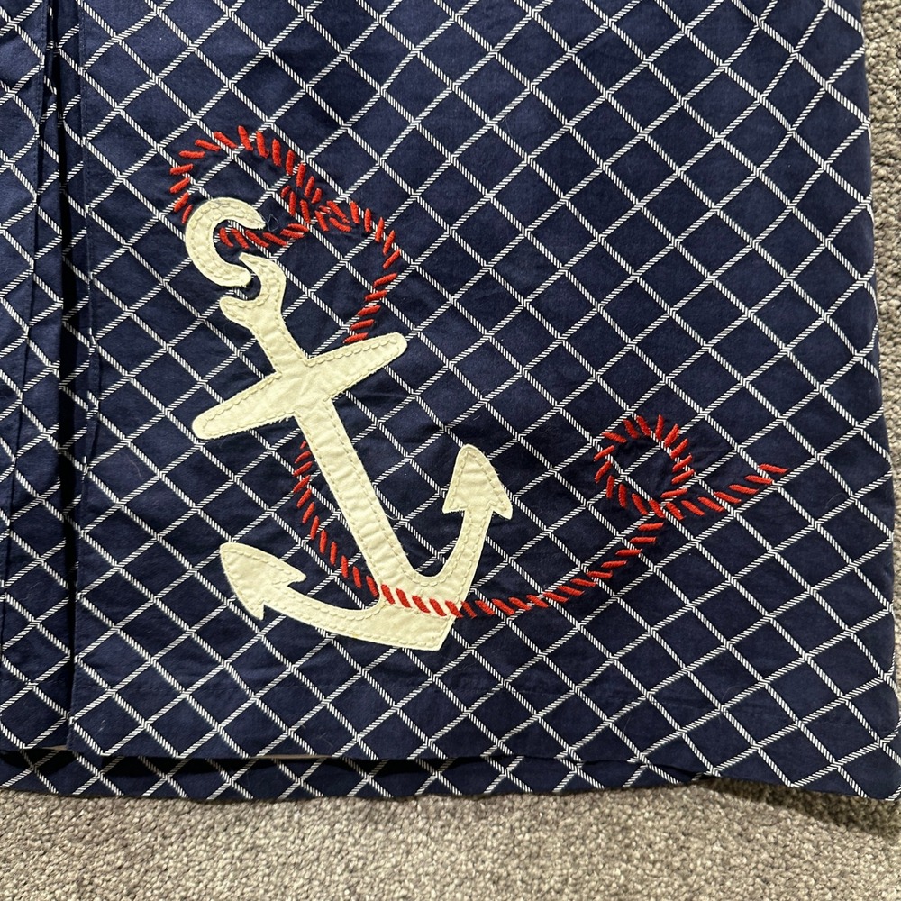 LL Bean A Line Skirt Size 12 Blue Nautical Anchor Embroidered Coastal Vacation - Picture 6 of 7